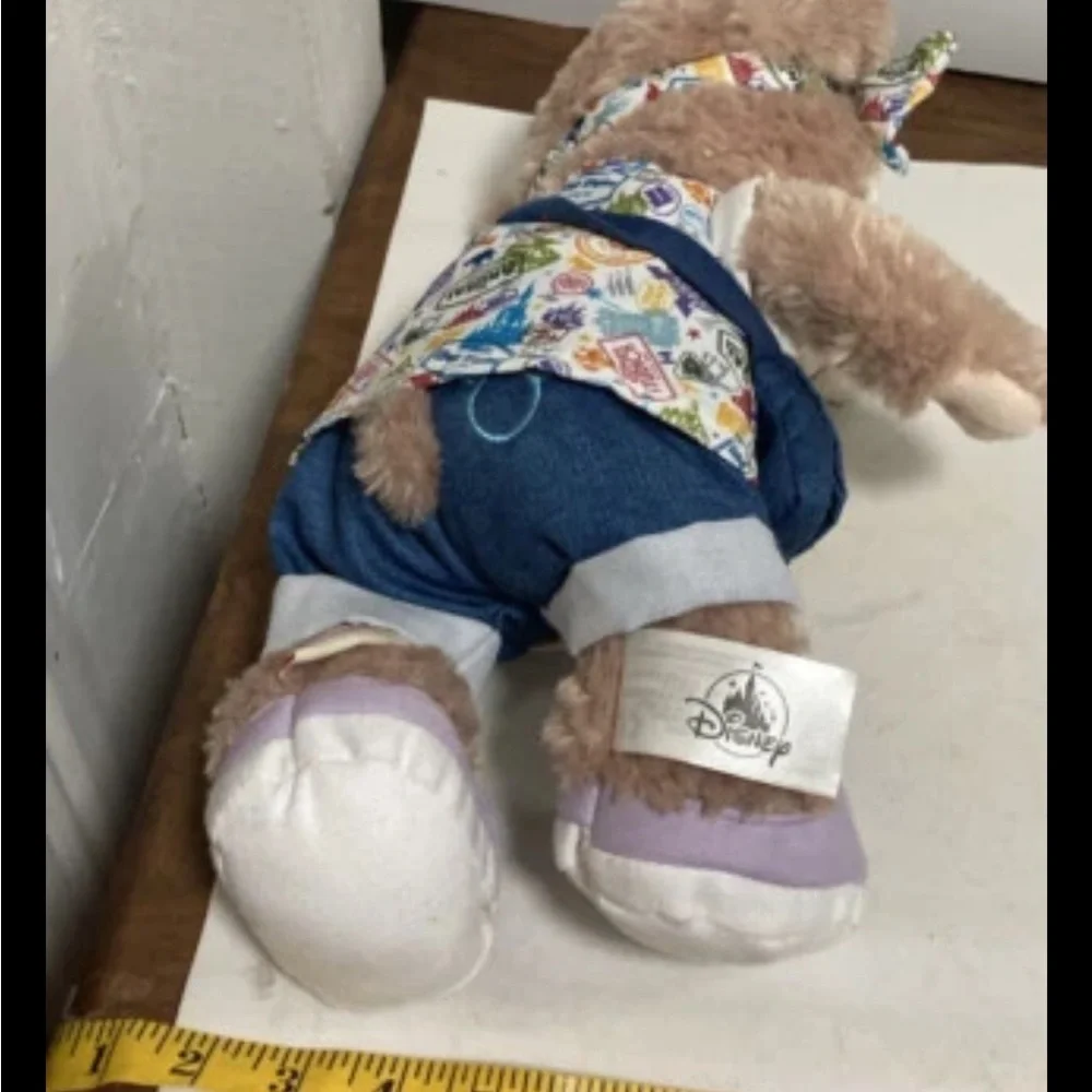 Disney Duffy Bear Plush with Blue Bag and Patterned Outfit